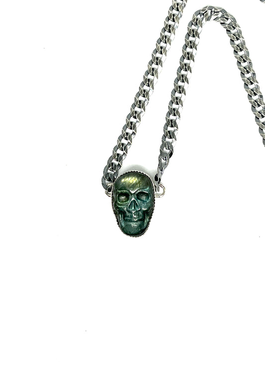Labradorite Skull Necklace